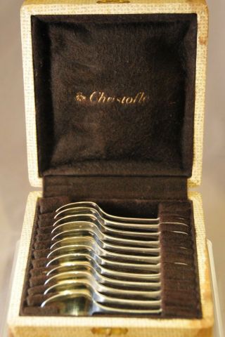 Antique Christofle Set 12 Cuillers à Moka Expresso,  Demi - Tasse Sterling Spoons