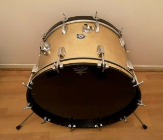Vintage & Very Rare Beverley 22 " X 14 " Bass Drum In Viking Gold Wrap From 1970 