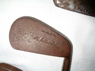 Set of Antique Hickory WOOD shaft Golf Clubs and Vintage Canvas Bag 6