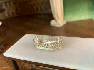 Artisan Miniature Dollhouse ANTIQUE 1880s Sterling Silver Bread Basket Footed 2