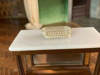 Artisan Miniature Dollhouse ANTIQUE 1880s Sterling Silver Bread Basket Footed 8