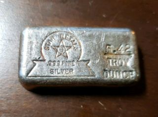 Vintage Old Poured Star Metals.  999 5.  42 Ozt Silver Bar.