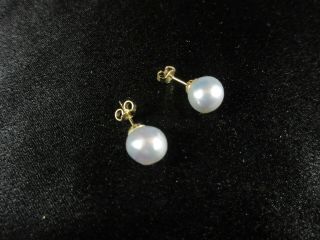 14K TAHITIAN PEARL EARRINGS VINTAGE NATURAL 10MM DAY NIGHT 3