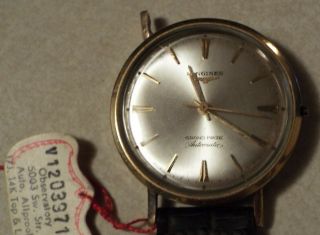 Vintage Mens Longines Grand Prize Automatic Watch 14kt Gold Bezel Ss Back Nr