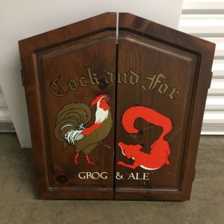 1977 Vintage Cock And Fox Bar Pub Dartboard Beer Alcohol Advertising Man Cave