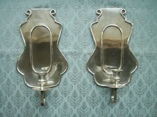 Old 2x Silver Plated Wall Candle Holder Sconces Candlesticks Georgian Style Pair