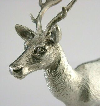 English Silver Plated Deer Buck Stag Animal Figure 1950s Good Size
