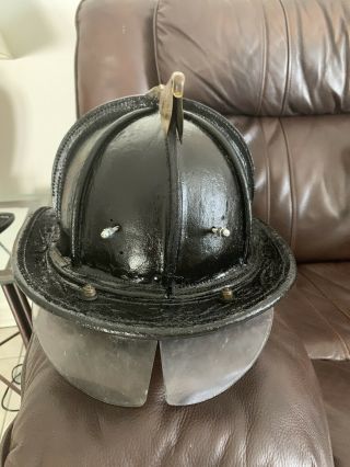 Vintage Cairns & Brother Leather Fireman Fire Helmet.