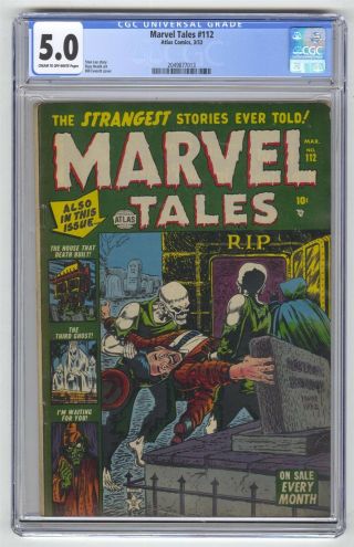 Marvel Tales 112 Cgc 5.  0 Vintage Atlas Comic Pre - Hero Horror Stan Lee Gold 10c