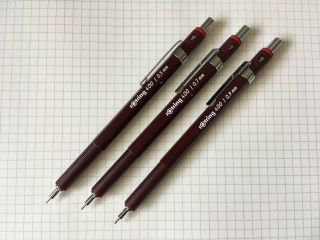 Set Of Vintage Mechanical Pencils Rotring 400 :: 0.  5 & 0.  7 & 0.  9 Mm :: Nos