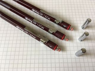 Set of Vintage Mechanical Pencils Rotring 400 :: 0.  5 & 0.  7 & 0.  9 mm :: NOS 7
