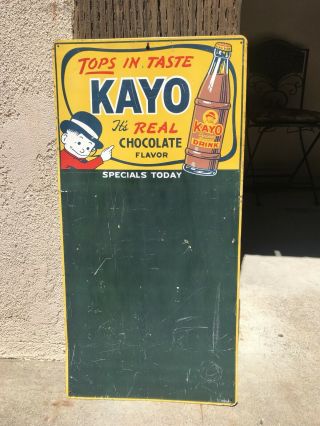 Rare Vintage 1930s 1940s 1950s Kayo Chocolate Beverage Soda Menu Chalkboard Sign
