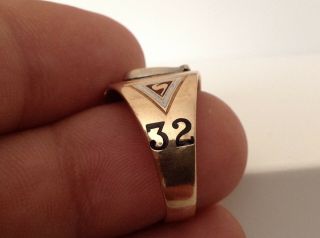 Vintage 10K Solid Gold Masonic 32 Degree Double Eagle Ring - Size 9.  25 - 6