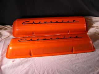 Vintage Chevrolet Script Factory Steel Valve Covers Hot Rod