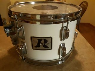 Vintage Rogers Big R 8x12 Tom Drum In White - Beauty