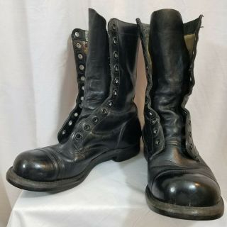 Vintage Black Military Lace Up Combat Boots Mens 8.  5 Tuftex Heels Panco Soles