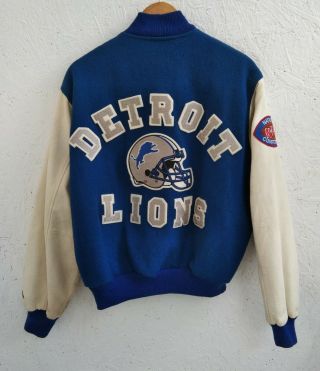 Vtg 80s Detroit Lions Chalk Line Letterman Varsity Jacket Xl / Eminem Jacket