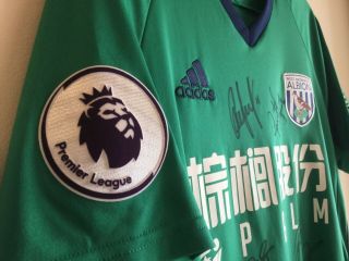 WBA FC Chris Brunt Player Issue Match Worn Rare Green Away Squad signed shirt 5