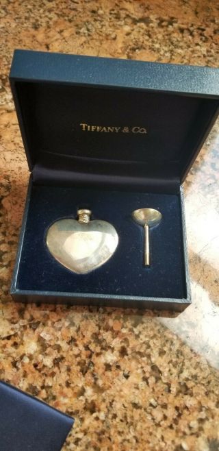 Tiffany & Co.  Sterling Silver Heart Shaped Perfume Bottle With Funnel