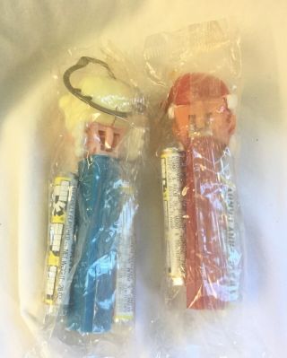 2 Vintage PEZ dispensers NO FEET in packing 3