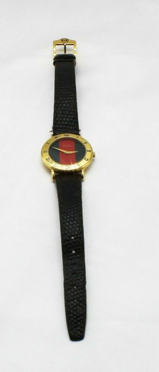 Authentic Vintage Gucci Woman’s Watch Green And Red Face Band 3000.  2.  L
