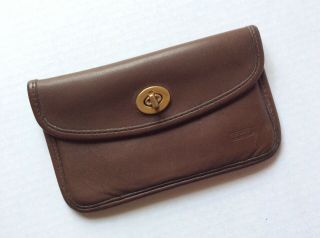 Coach Vintage Mahogany Brown Leather Turn Lock Bag Clutch Coin Wallet Purse