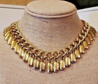 Stunning,  1950s Vintage Monet,  Necklace Gold Tone,  Drops,  Textured,  Book Piece
