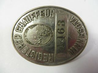 Vtg Early 1900 ' s MINNESOTA State Chauffeur Badge No.  4463 Driver License Pin MN 3