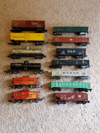 American Flyer Assortment Of 13 Vintage Train Cars From The 50 