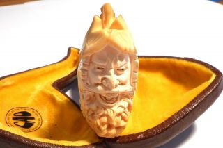Vintage Cao Meerschaum Carved Estate Pipe Handcrafted W/case