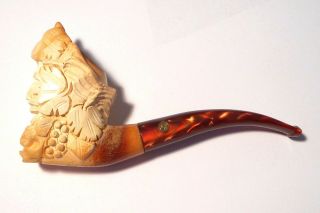 Vintage CAO MEERSCHAUM Carved Estate Pipe Handcrafted w/Case 3