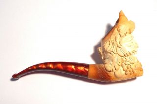 Vintage CAO MEERSCHAUM Carved Estate Pipe Handcrafted w/Case 4