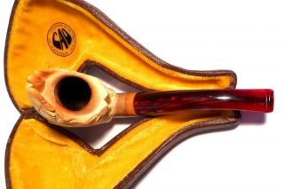 Vintage CAO MEERSCHAUM Carved Estate Pipe Handcrafted w/Case 6