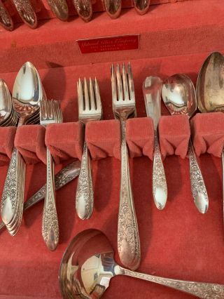 National Silver Co A1 Roses And Leaf Silverware 62 Piece Silverplate 4