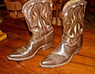 Vintage Shorty Cowboy Boots " Dodge City " 3 Color Leather - Size 13.  5 - 14 Big