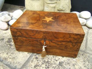 19c Figured Walnut Antique Document/jewellery Box Fab Interior