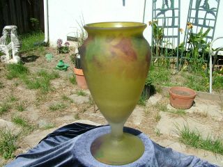 Stunning Antique French Daum? Acid Etched Reverse Painted Artist Signed Vase