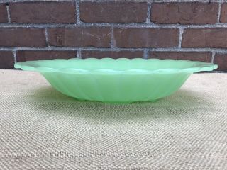 Rare Antique Early Fenton Jadeite Jade Glass Scalloped Green Bowl Plate HTF 4