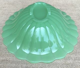 Rare Antique Early Fenton Jadeite Jade Glass Scalloped Green Bowl Plate HTF 6