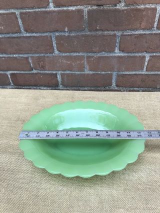 Rare Antique Early Fenton Jadeite Jade Glass Scalloped Green Bowl Plate HTF 8