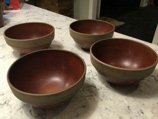 4 Vintage Heath Ceramic Pottery Red Brown Sandstone Bowls