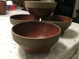4 Vintage Heath Ceramic Pottery Red Brown Sandstone Bowls 2