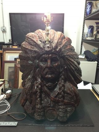 Vintage Ceramic Indian Head Lamp