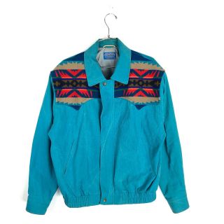 Vintage Pendleton Western Wear Jacket Native Size Medium Teal Mens
