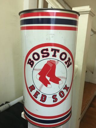 Vintage 1960s 1968 Boston Red Sox Mlb Baseball Trash Can Garbage Rare Tin