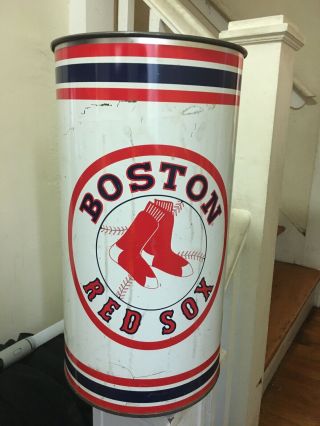 Vintage 1960s 1968 Boston Red Sox MLB Baseball Trash Can Garbage Rare Tin 2