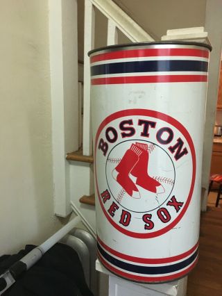 Vintage 1960s 1968 Boston Red Sox MLB Baseball Trash Can Garbage Rare Tin 5