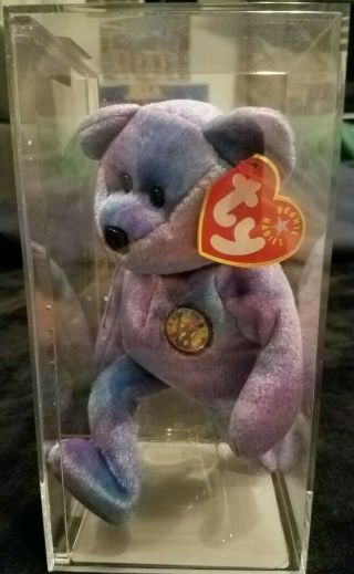 Clubby Iv Beanie Baby,  Ty Signed Pin " Mwmt - Mq,  Extremely Rare " - True Blue Beans