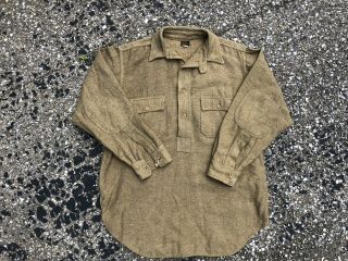 Vtg 1930s Civilian Conservation Corps Ccc Olive Brown Wool Chinstrap Pullover