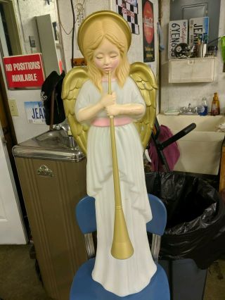 Vintage Tpi Angel Choir Trumpet Horn Nativity Lighted Blow Mold Christmas 34 "